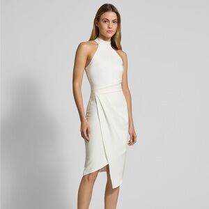 Lipsy Cream Asymmetrical Halter Dress